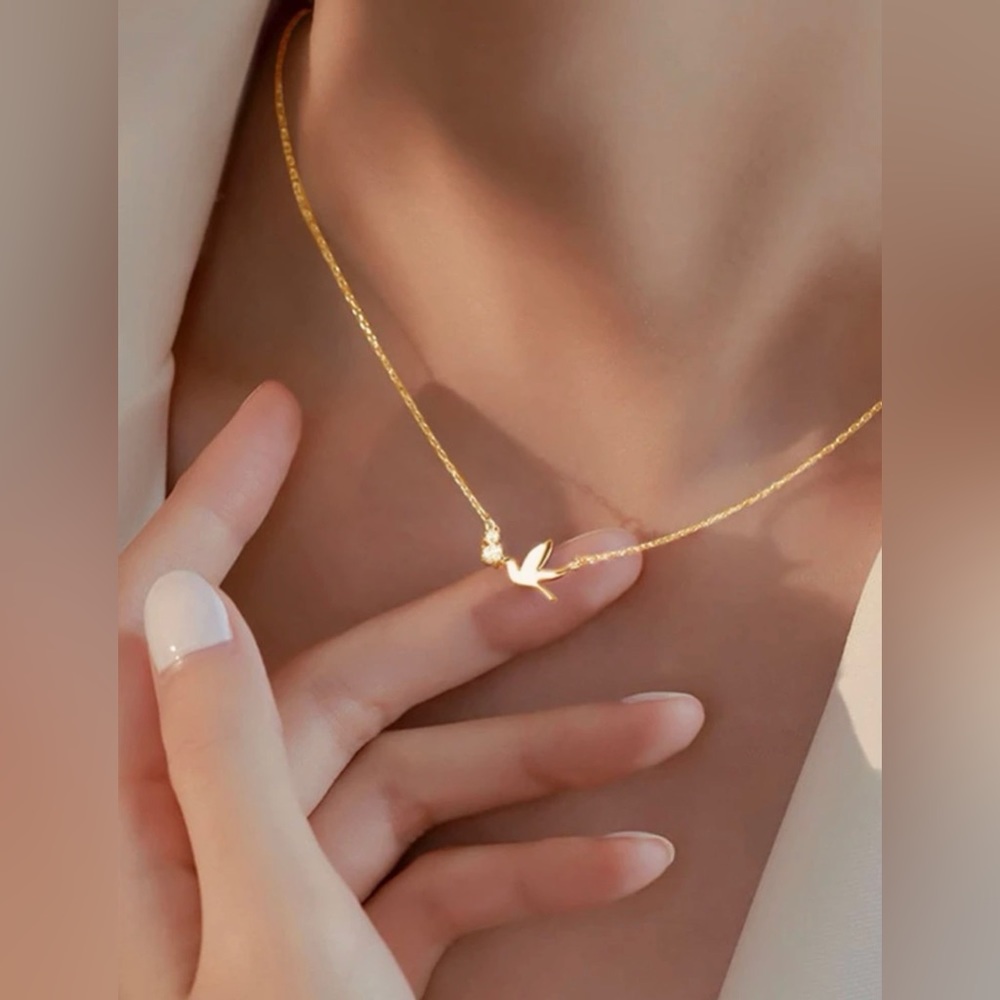 Cubic Zirconia & Bird Charm Necklace